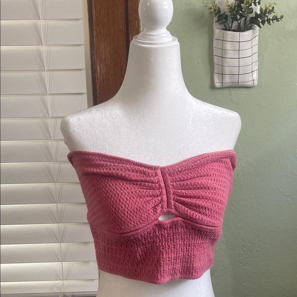 American Rag Rose‎ Pink Off-Shoulder Ruched Knit Crop Top